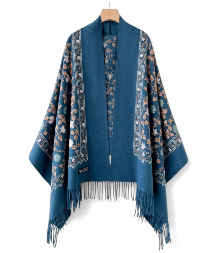 Elegant Teal Floral Scarf