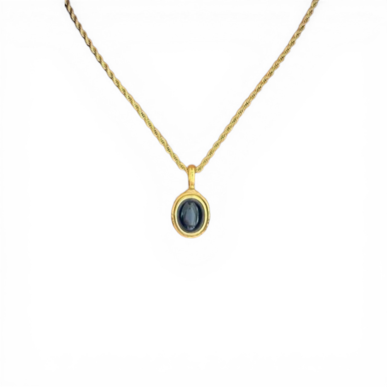 18K Gold Plated Gemstone Oval Necklace