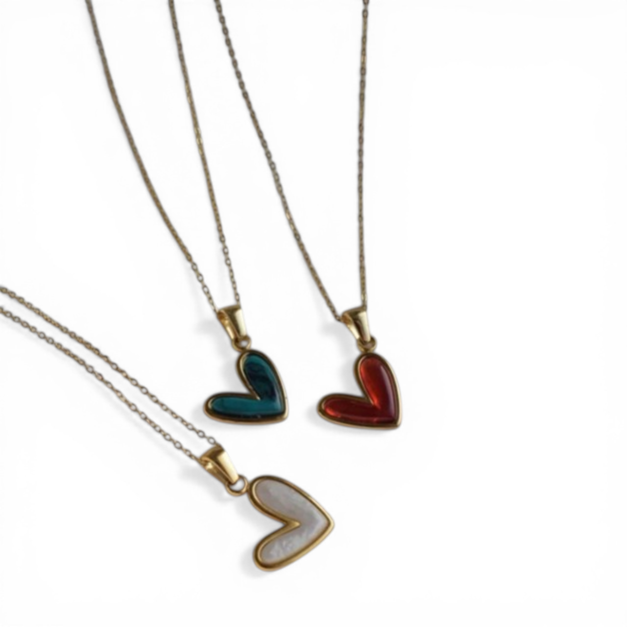1pc Stainless Steel Slanted Heart Necklace