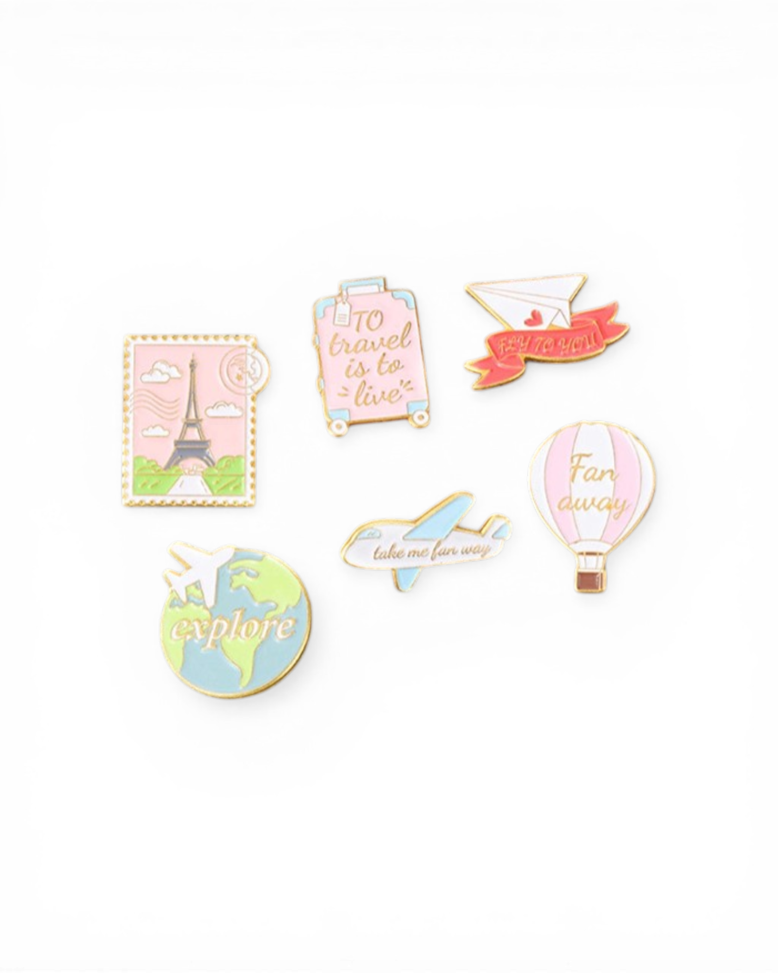 6pcs/set Cartoon Airplane & Hot Air Balloon Design Brooch