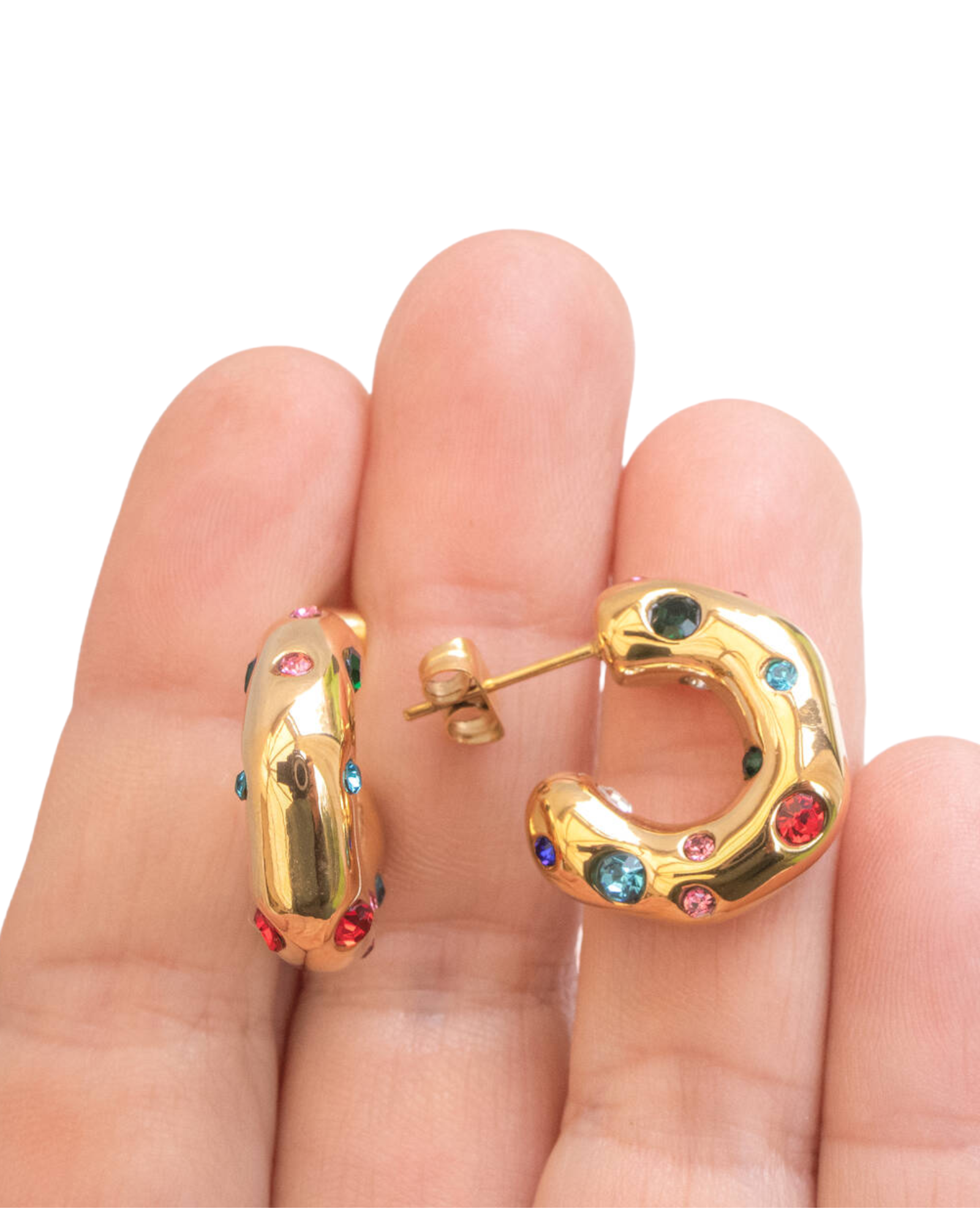 Cubic Zirconia Decor Cuff Hoop Earrings