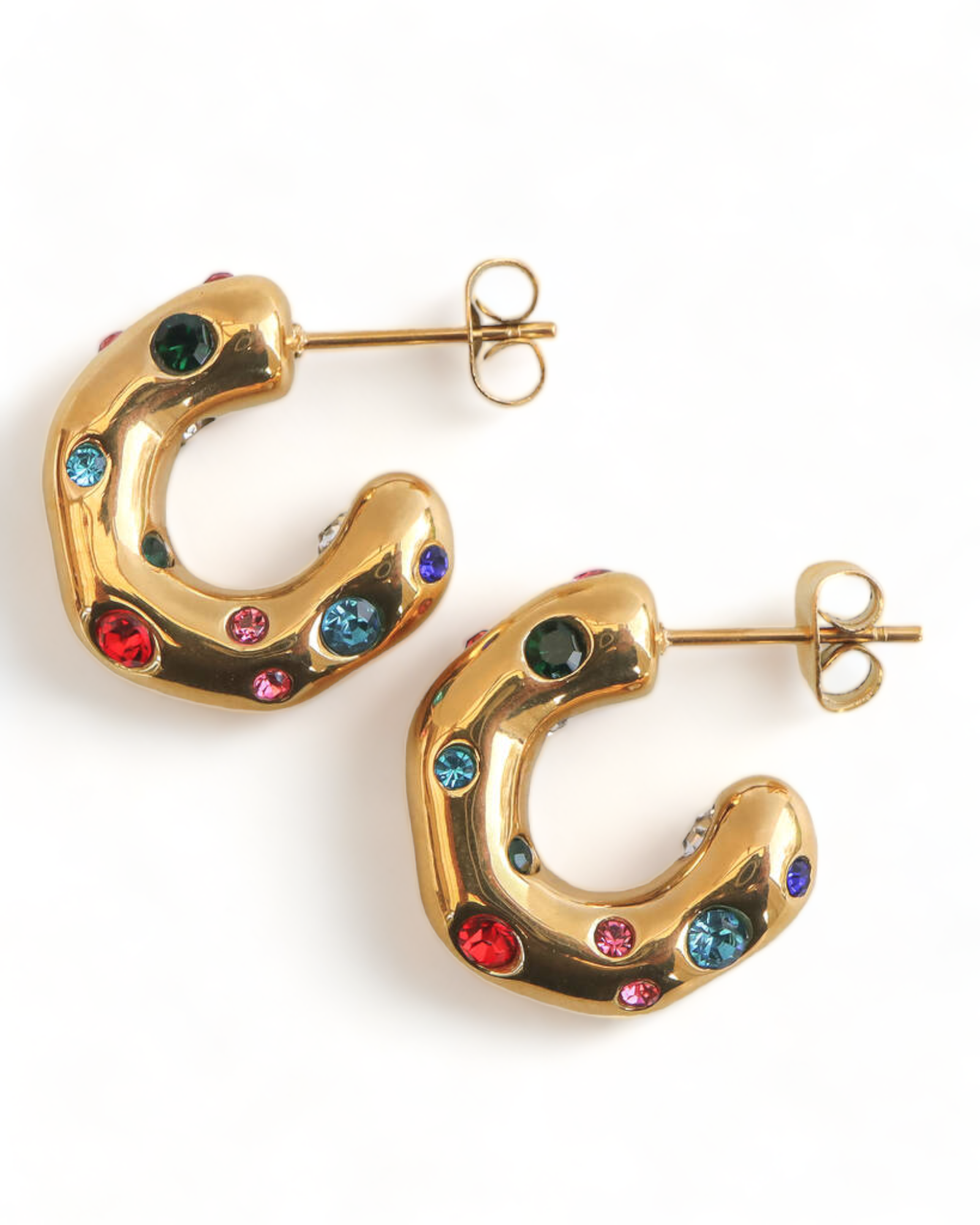 Cubic Zirconia Decor Cuff Hoop Earrings