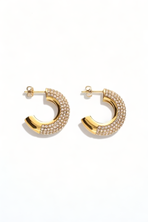 Cubic Zirconia Simple C-shaped Earrings