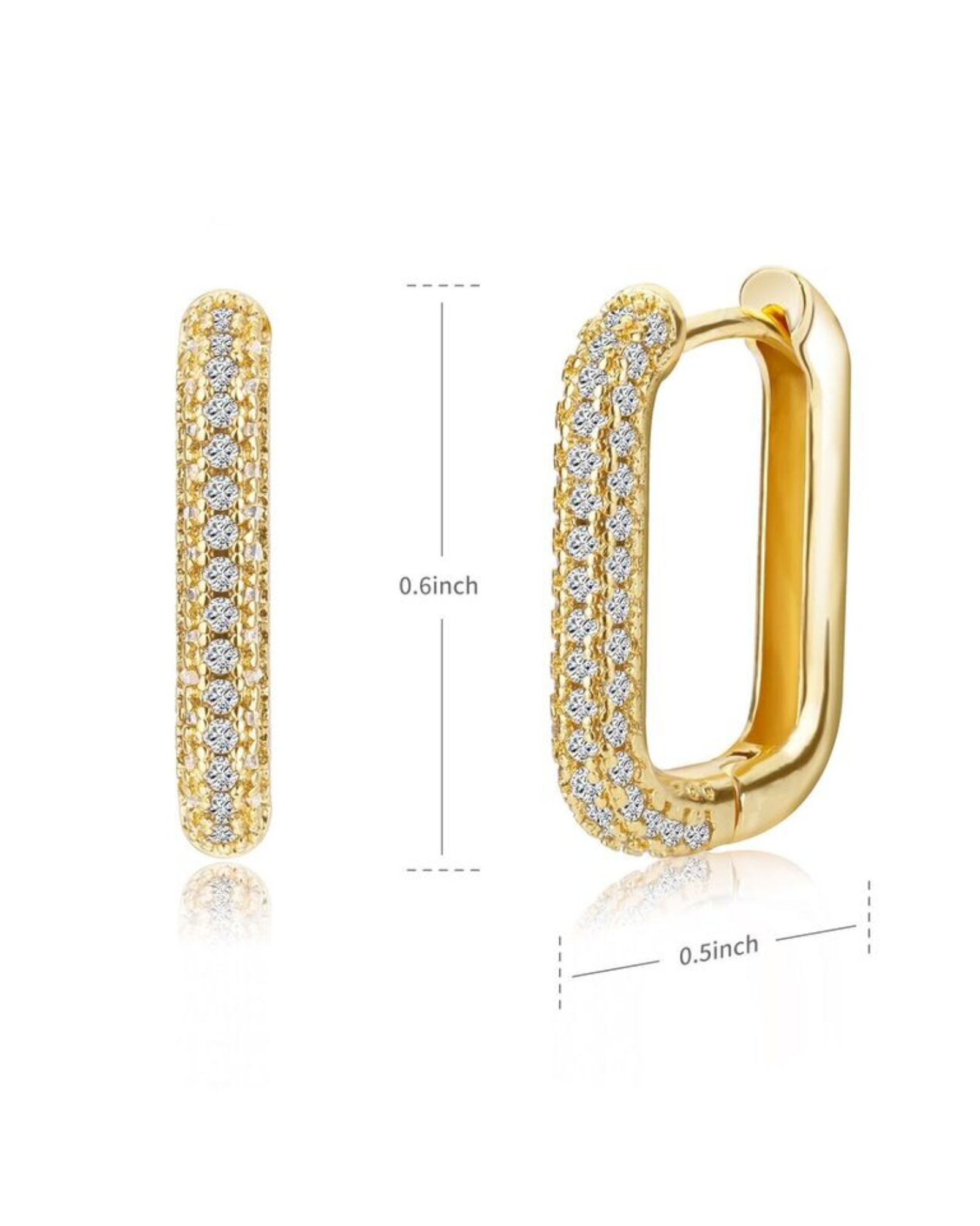 Cubic Zirconia Decor Hoop Earrings