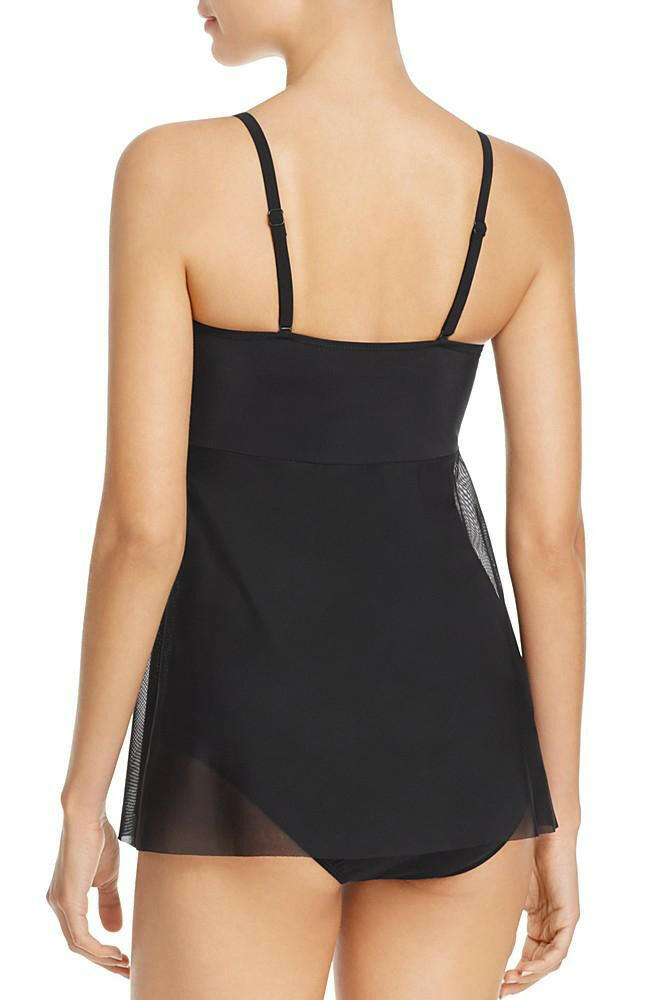 Striking black sheer flyaway mesh overlay teddy swimsuit, featuring a daring yet elegant design with a plunging neckline, high-cut legs, and adjustable straps.