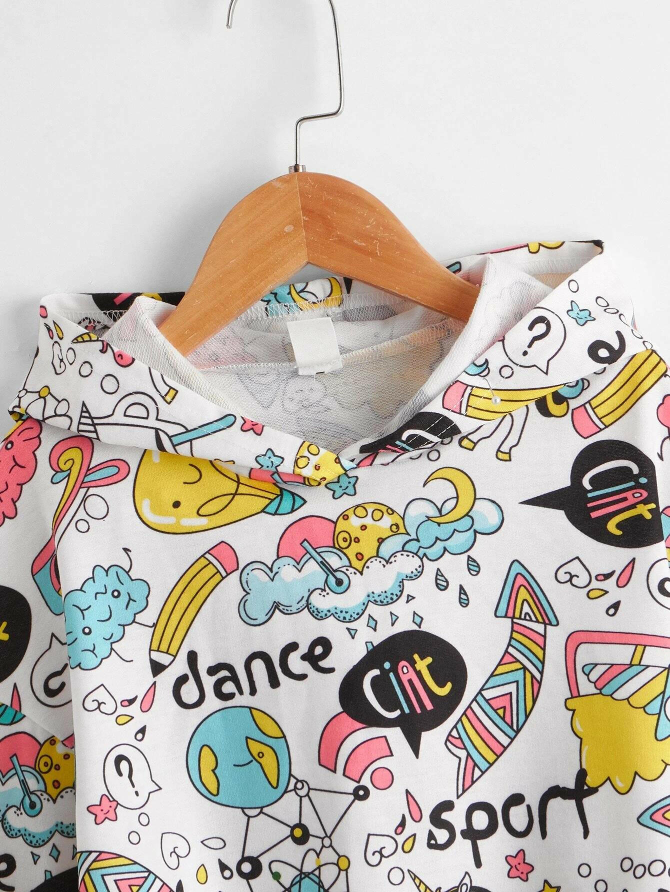 Girls Pop Art Print Hoodie