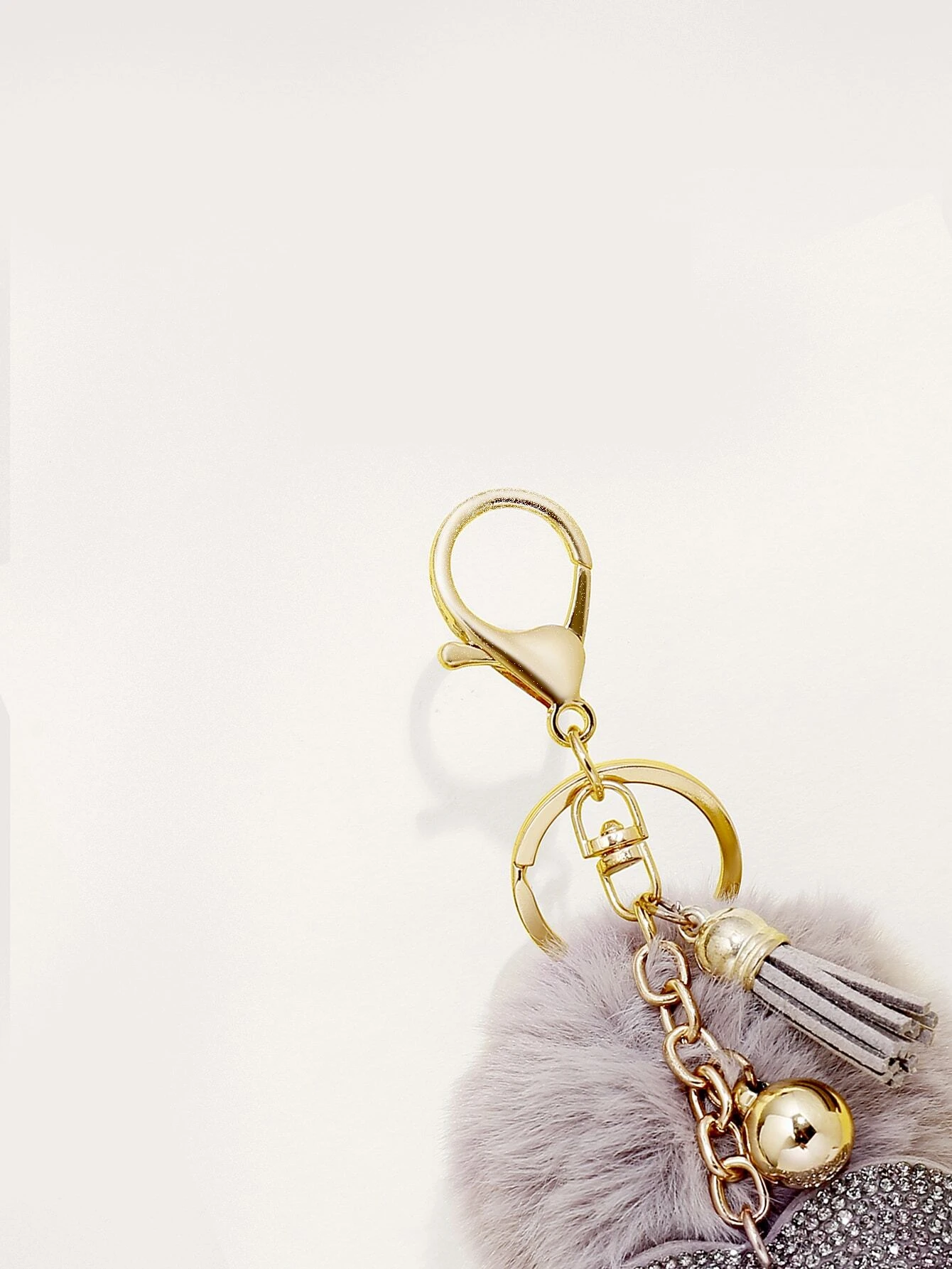 Sparkling Gray Heart Charm Keychain