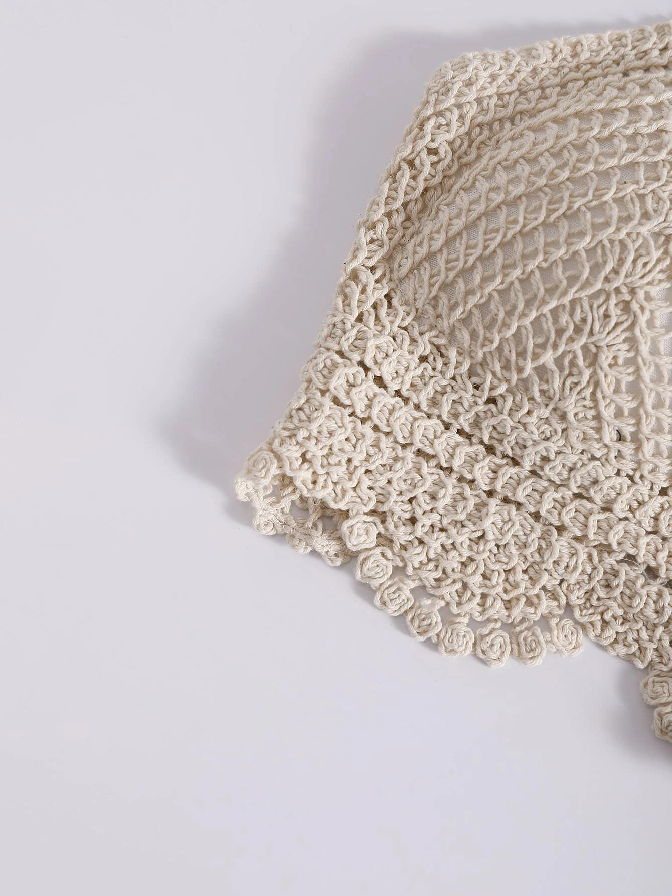 Scallop Trim Halter Push Up Crochet Bikini Top