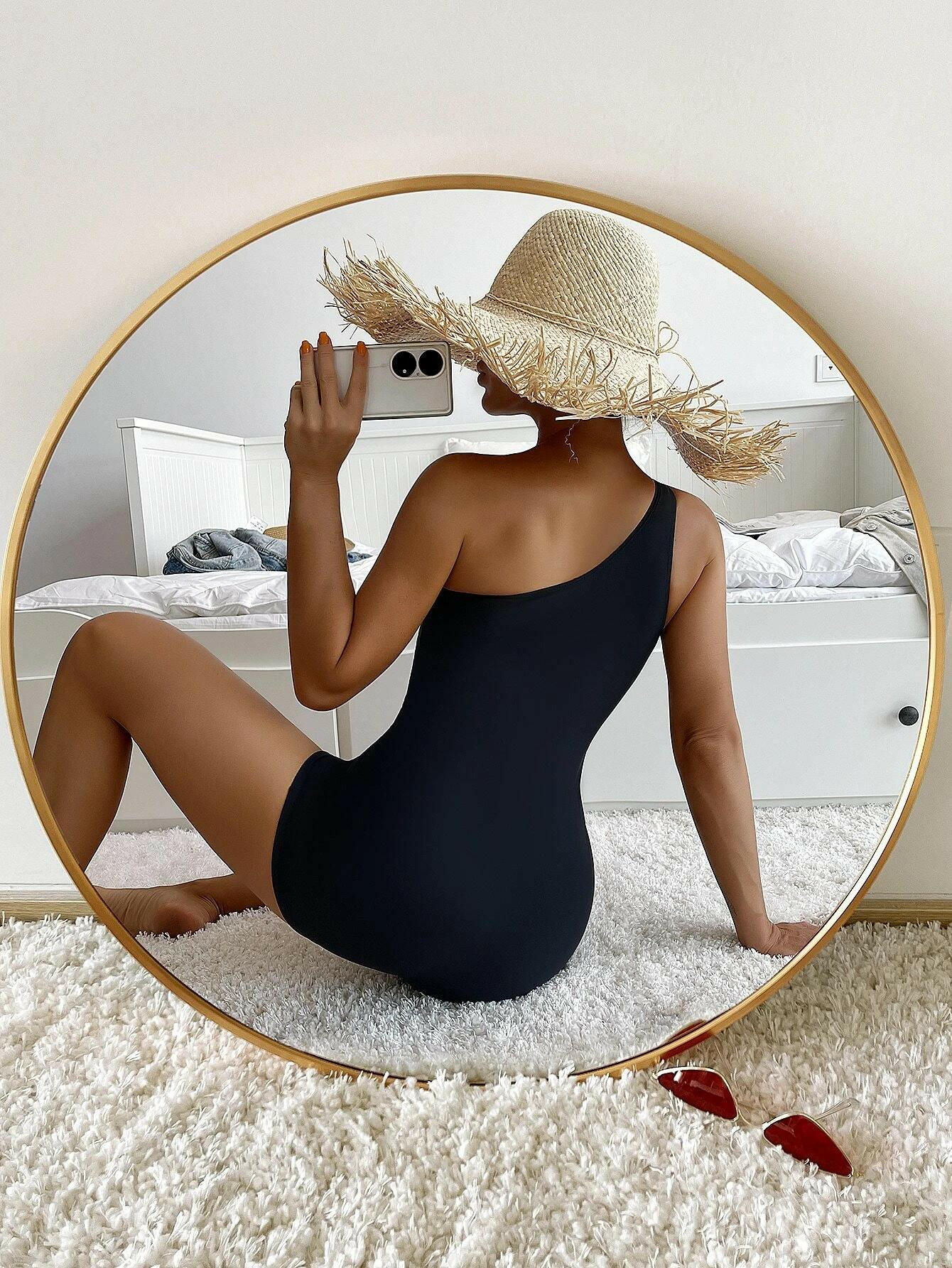 One Shoulder Cut Out One Piece Swimsuit