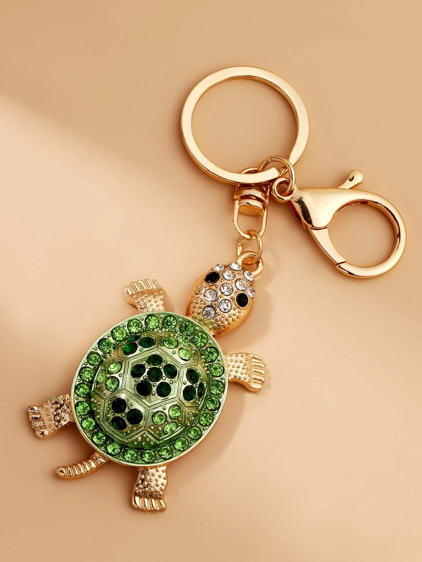 Studded Stone Sea Turtle Charm Keychain