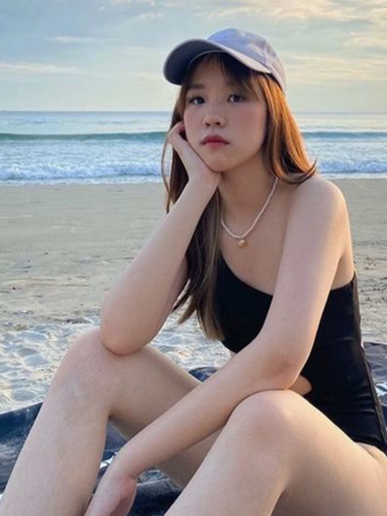 Rib Black Cut-out One Shoulder One Piece Swimsuit