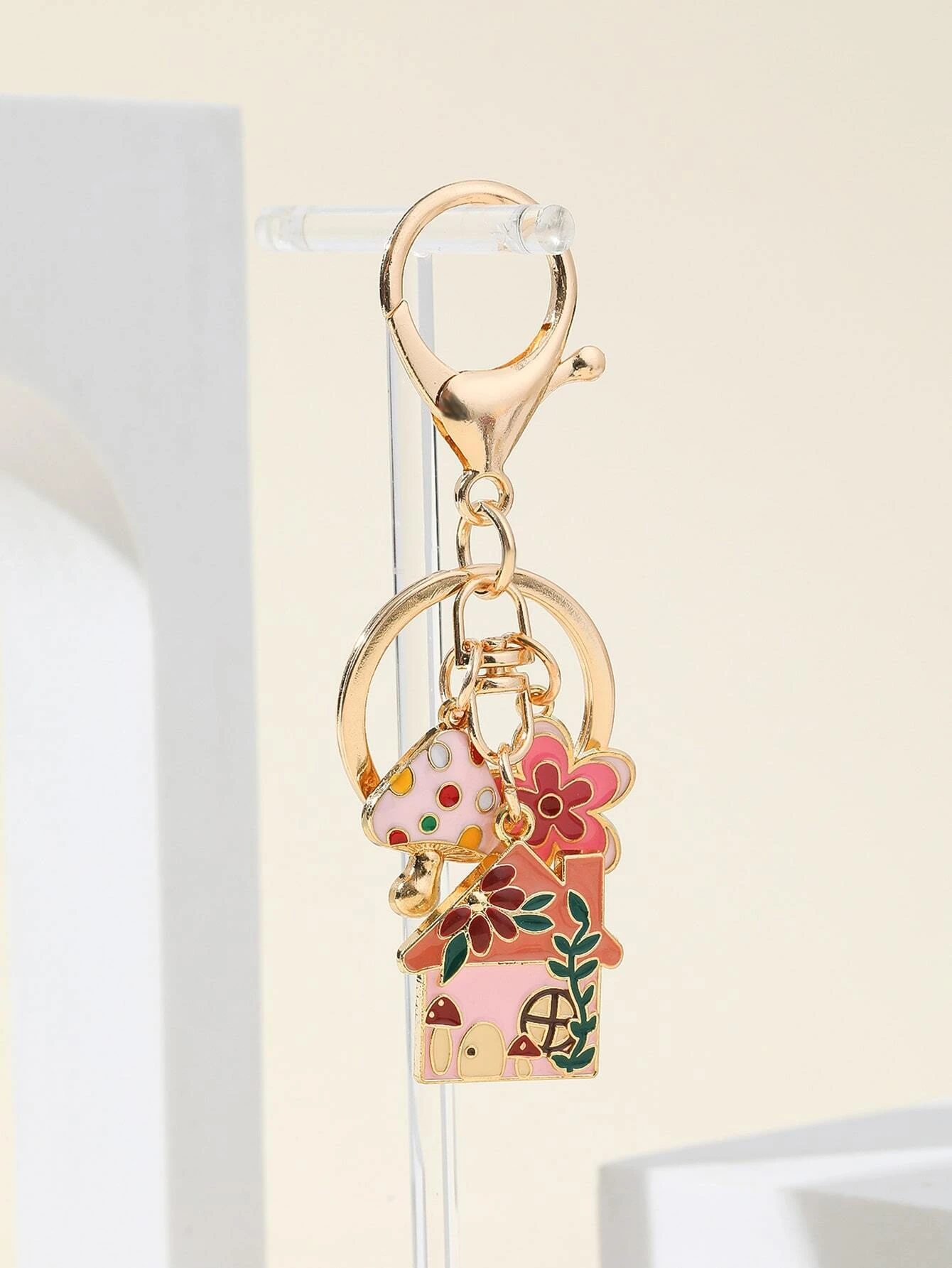 Mushroom Home Charm Keychain