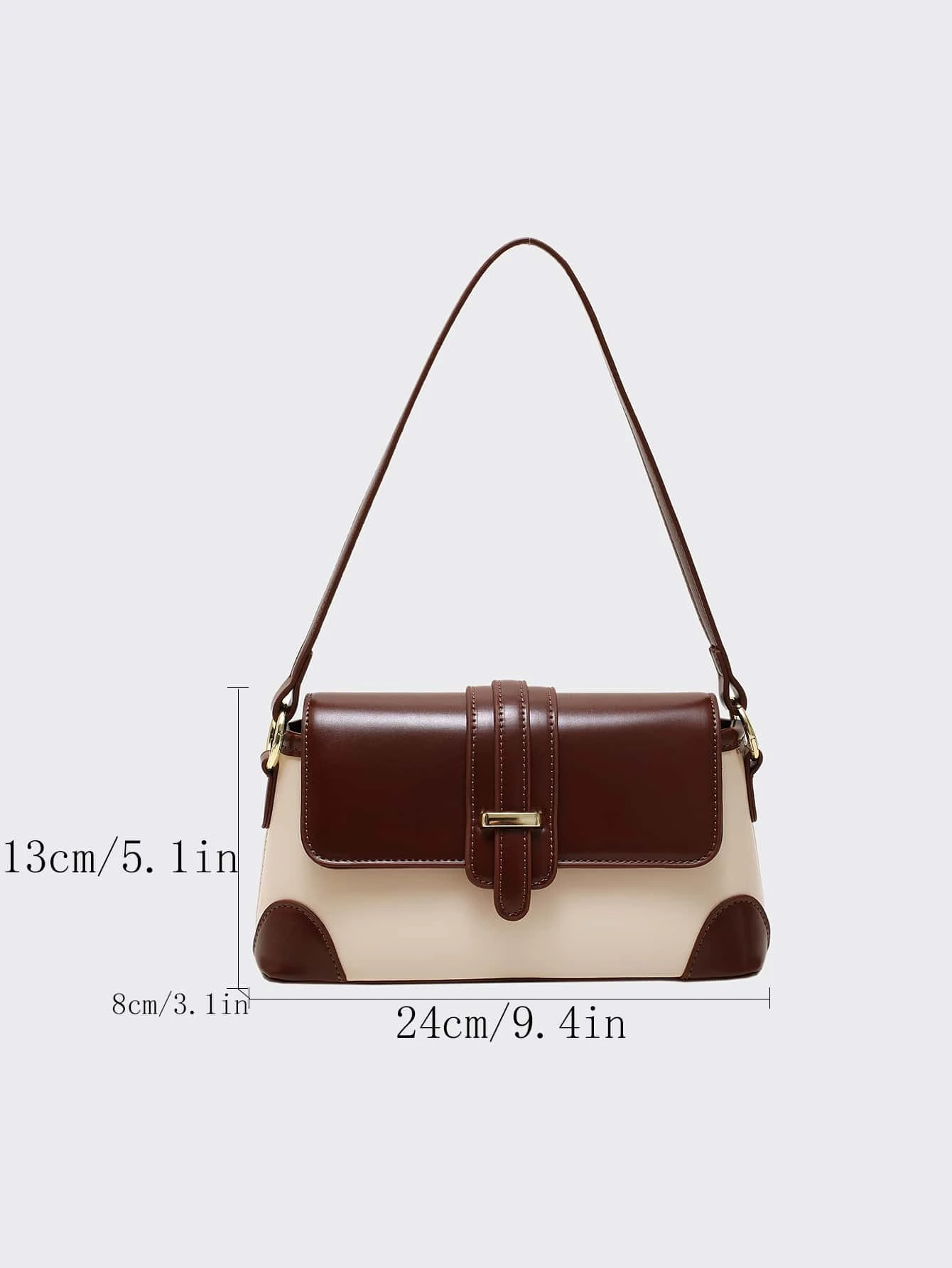 Square bag with colorblock flap design. This accessory boasts a modern and dynamic look, featuring contrasting color panels that add visual interest and style to your ensemble.