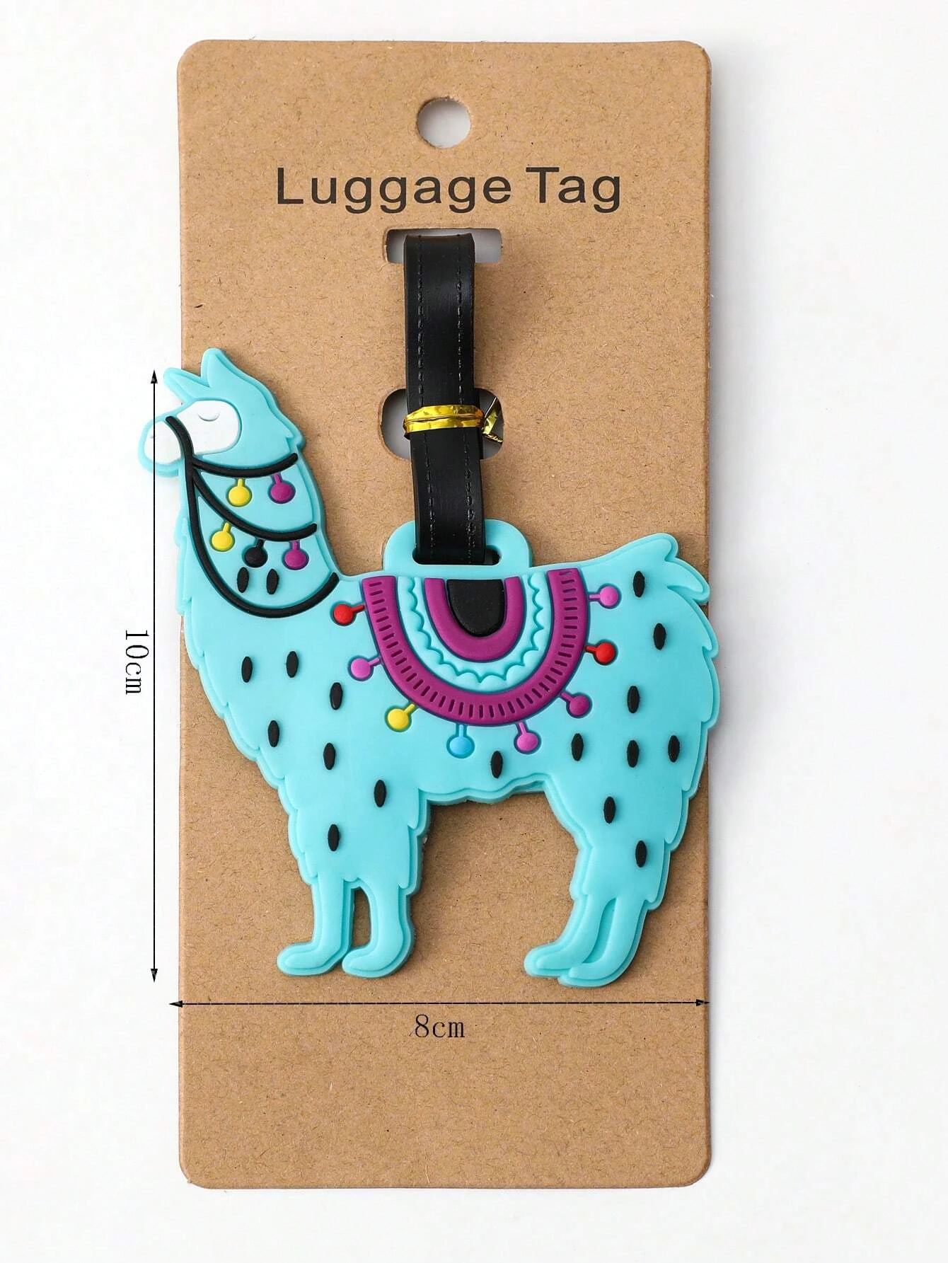 A luggage tag featuring a cartoon design. The tag is designed to attach to luggage, bags, or travel accessories for easy identification. The cartoon design adds a playful and whimsical touch to the tag. This accessory is both practical and fun, helping to distinguish and personalize belongings during travel.