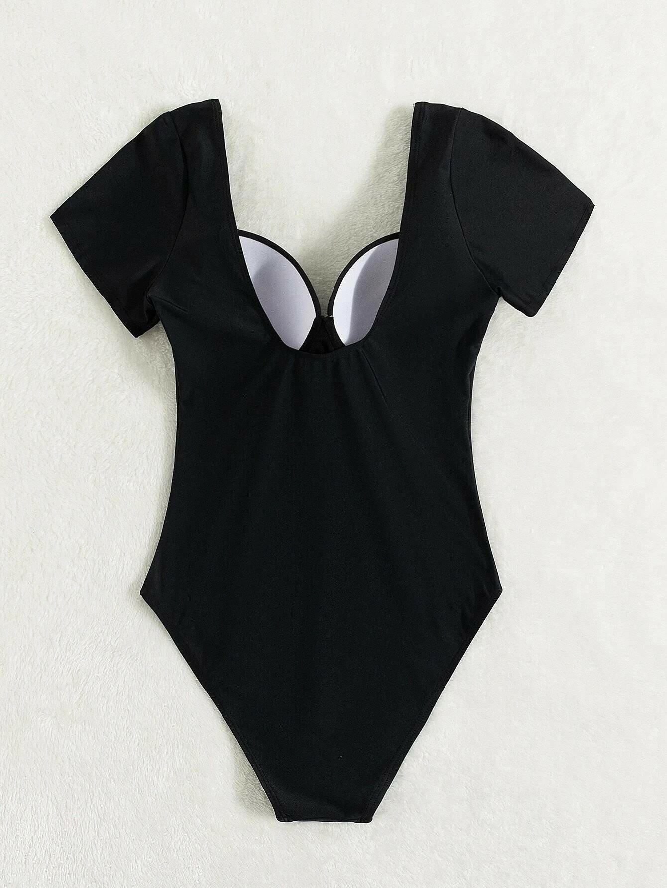 Solid Push Up One Piece Swimsuit