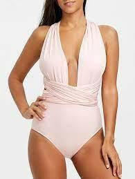 Plunging neck criss cross swimwear