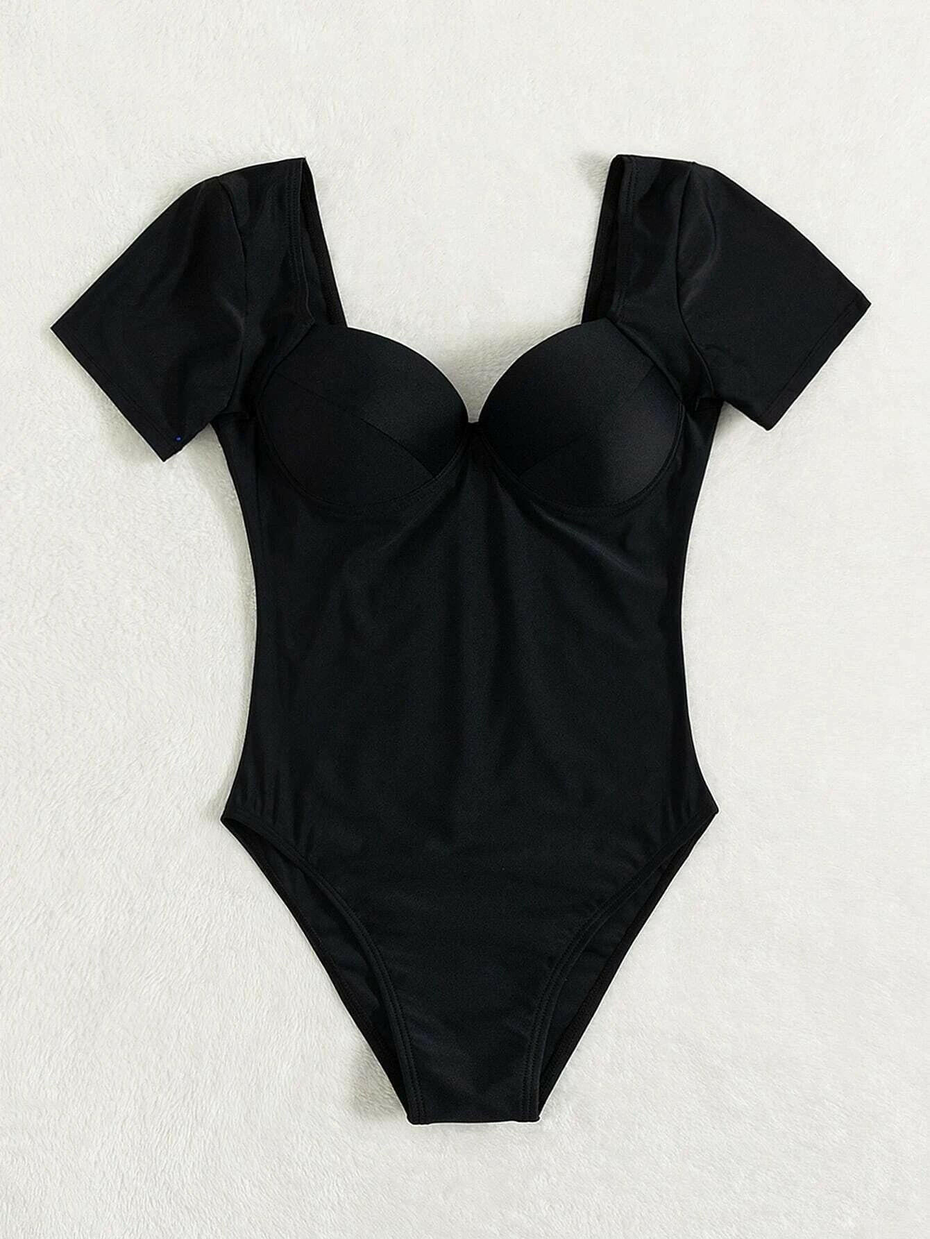 Solid Push Up One Piece Swimsuit
