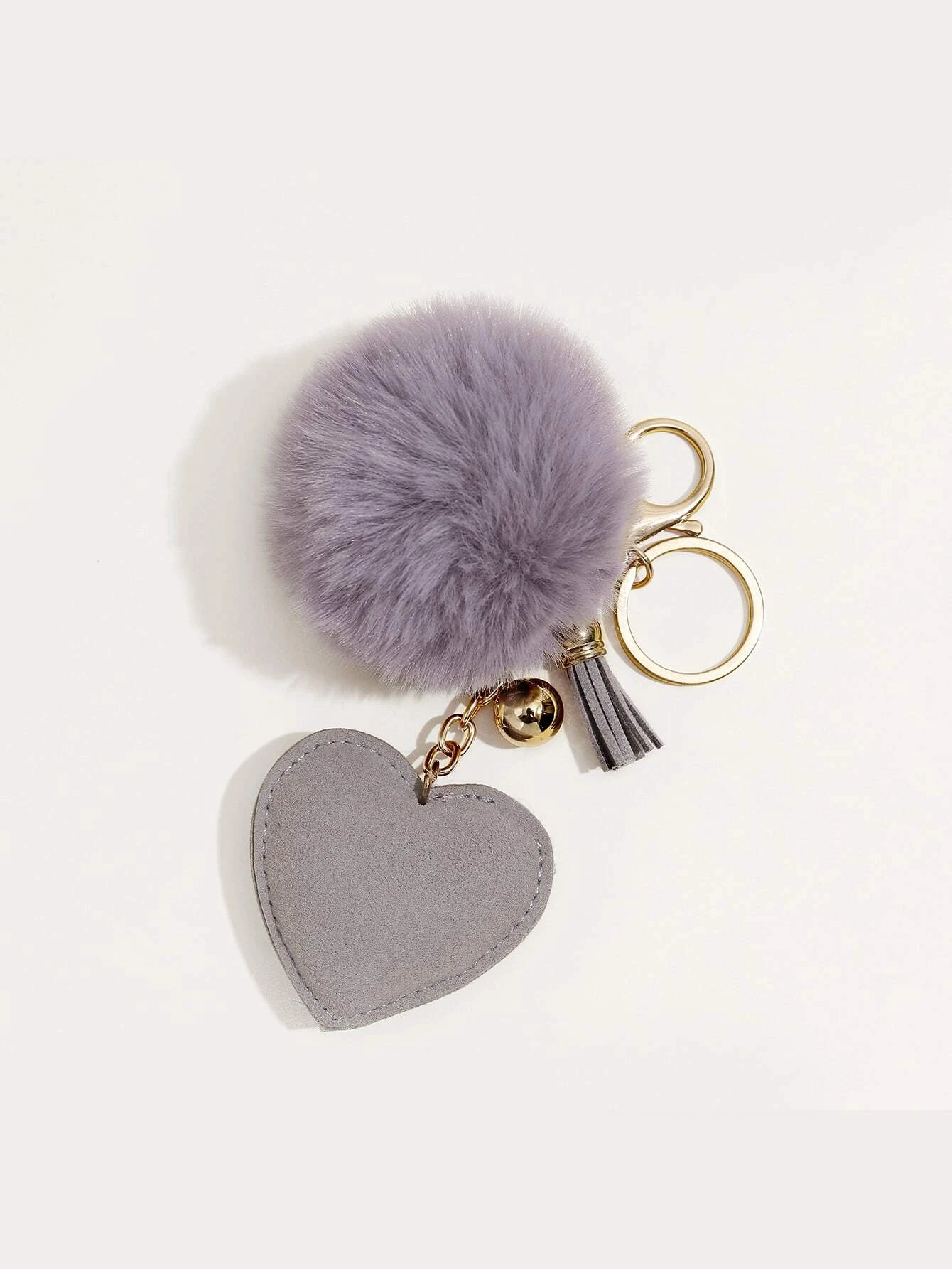 Sparkling Gray Heart Charm Keychain