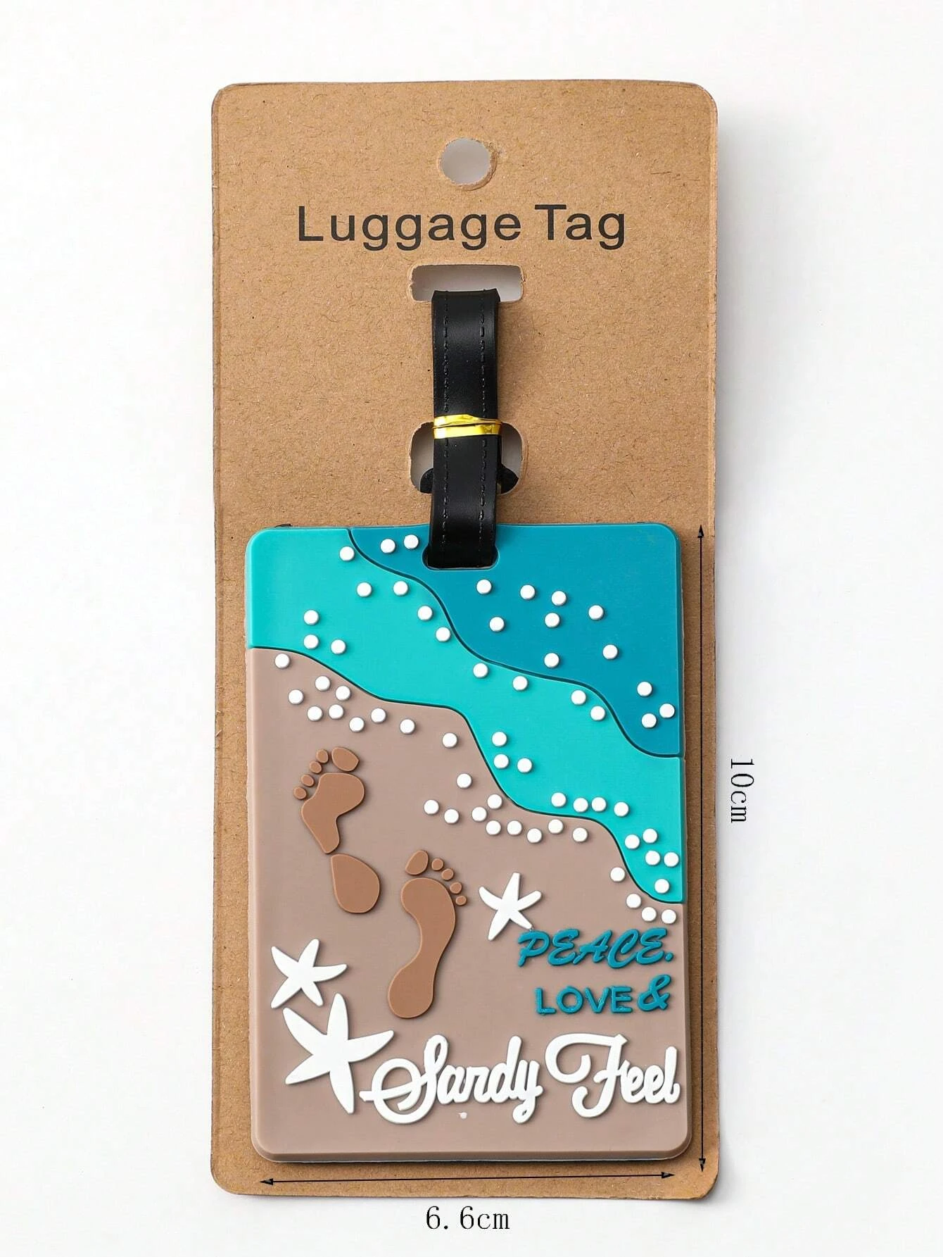 A luggage tag featuring a letter graphic design. The tag is designed to attach to luggage, bags, or travel accessories for easy identification. The letter graphic adds a personalized touch to the tag. This accessory is both practical and stylish, helping to distinguish and personalize belongings during travel.