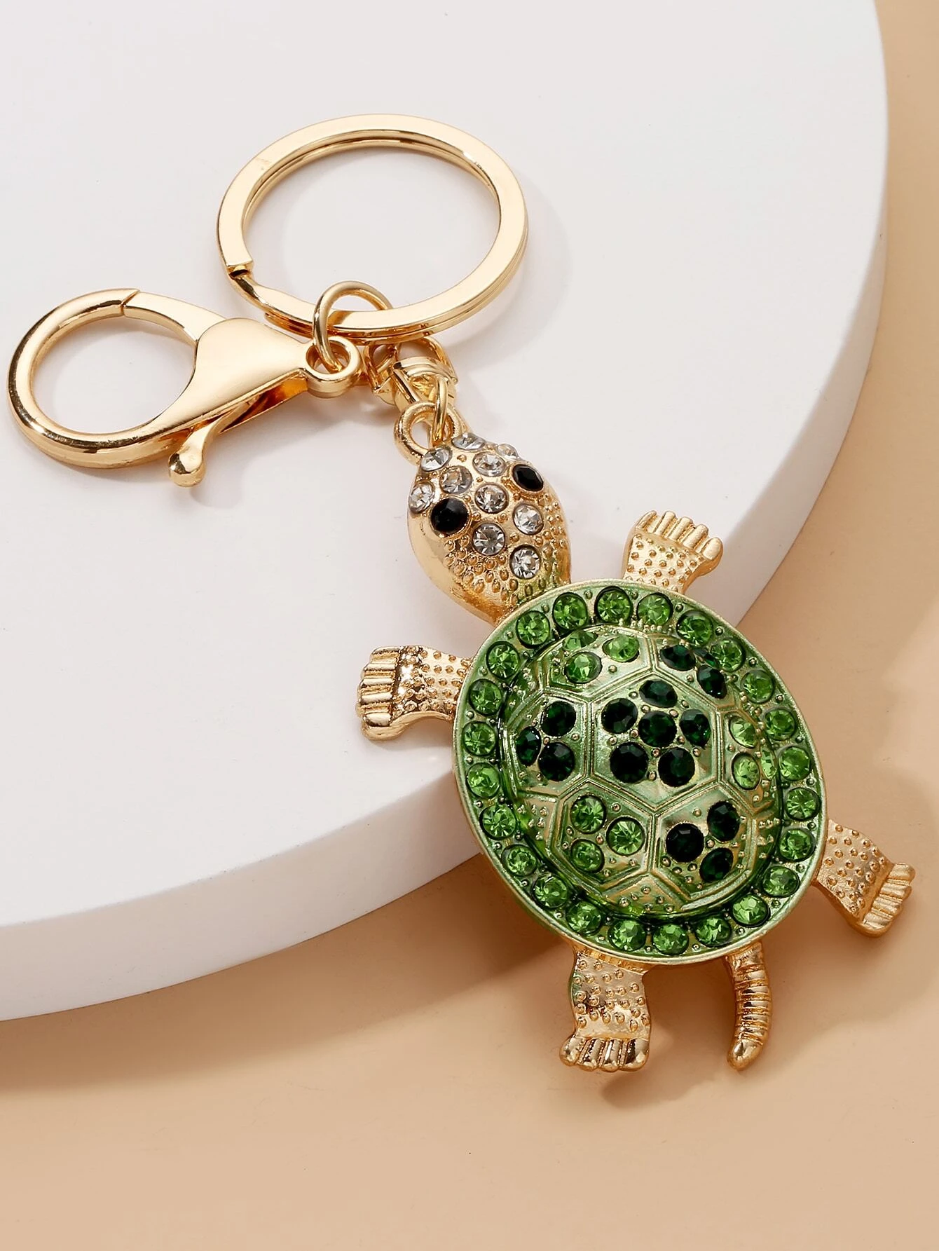 Studded Stone Sea Turtle Charm Keychain