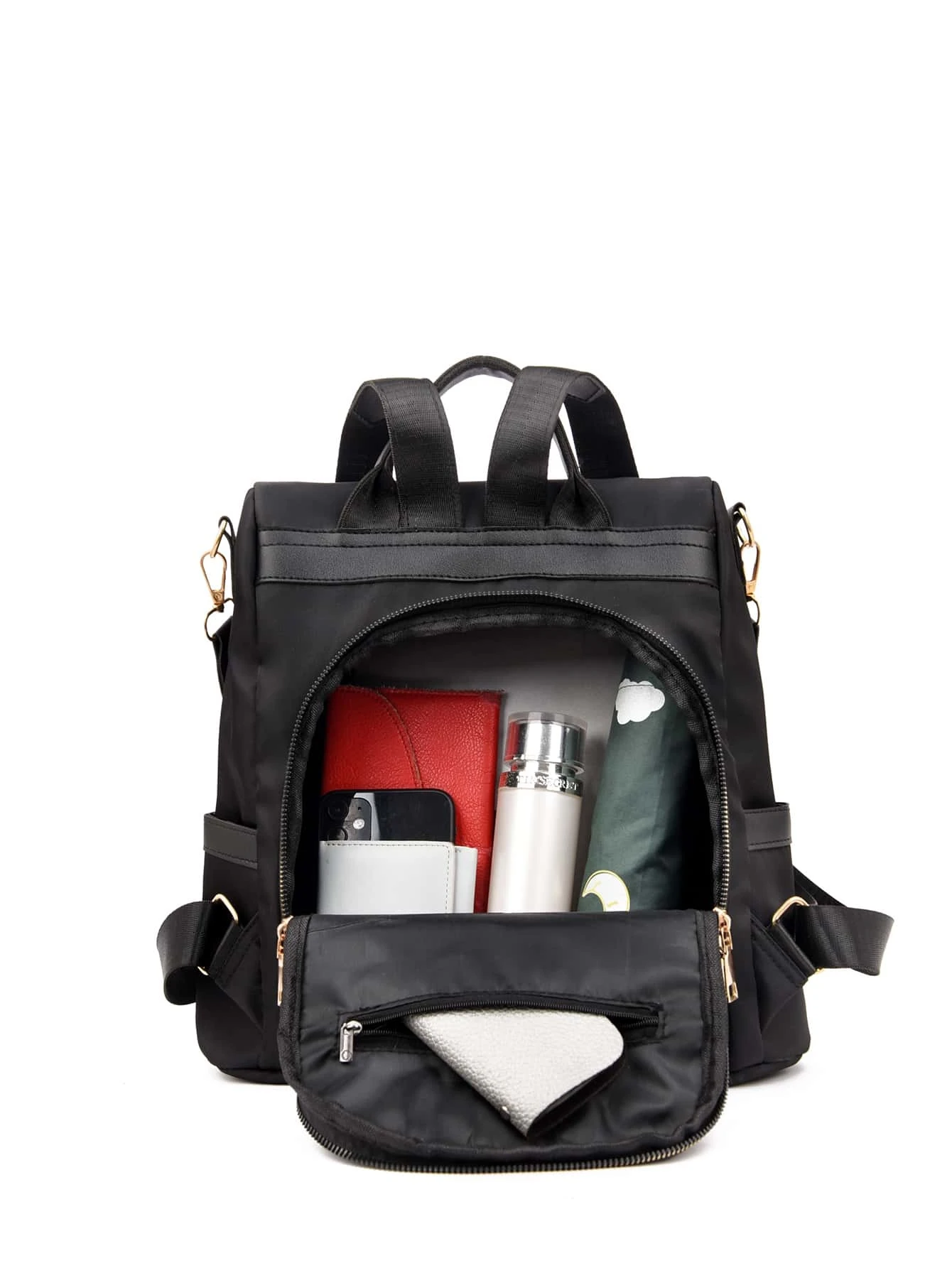 Anti-theft backpack bag with minimalist design and zipper closure. This accessory combines security with clean lines, offering a practical and stylish way to carry your essentials.