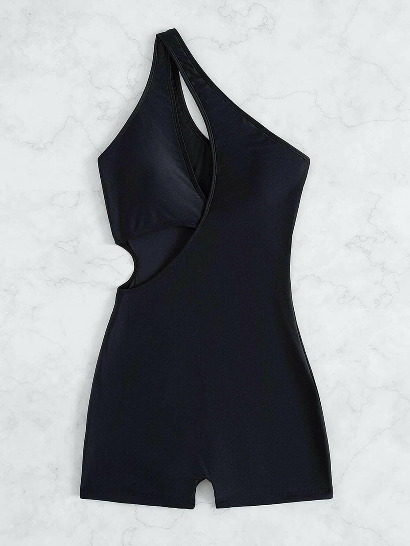 One Shoulder Cut Out One Piece Swimsuit