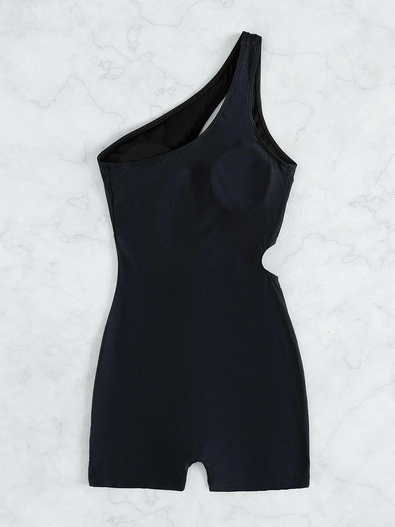 One Shoulder Cut Out One Piece Swimsuit