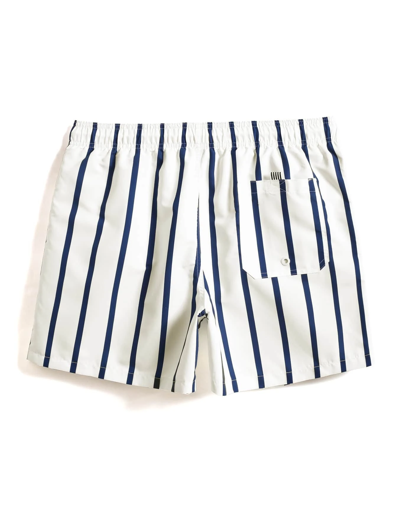 Men's swim shorts with striped pattern and letter patched details, featuring adjustable drawstring waist. These swim shorts display a stylish striped design and eye-catching letter patches, creating a unique aesthetic. The drawstring waist ensures a comfortable fit, making them suitable for various water activities. A trendy and expressive option in men's swimwear, blending pattern and detailing with functionality for a distinctive beach or pool ensemble.