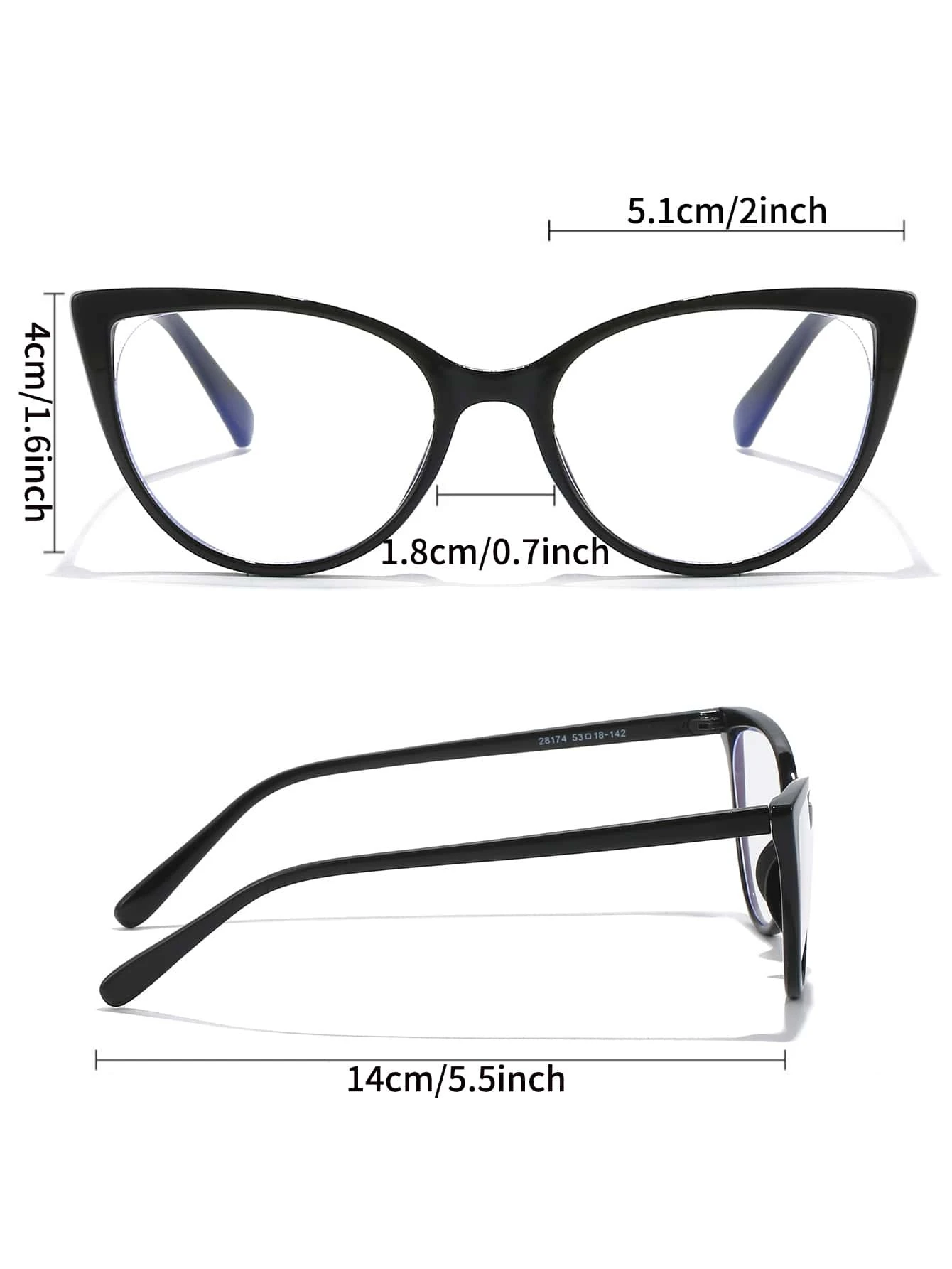 Pair of stylish Cat Eye Anti-Blue Light Eyeglasses designed to protect eyes from digital screen strain. The glasses feature a fashionable cat-eye frame shape and specialized lenses that block harmful blue light emitted by screens. These eyeglasses offer both style and eye comfort in the digital age.