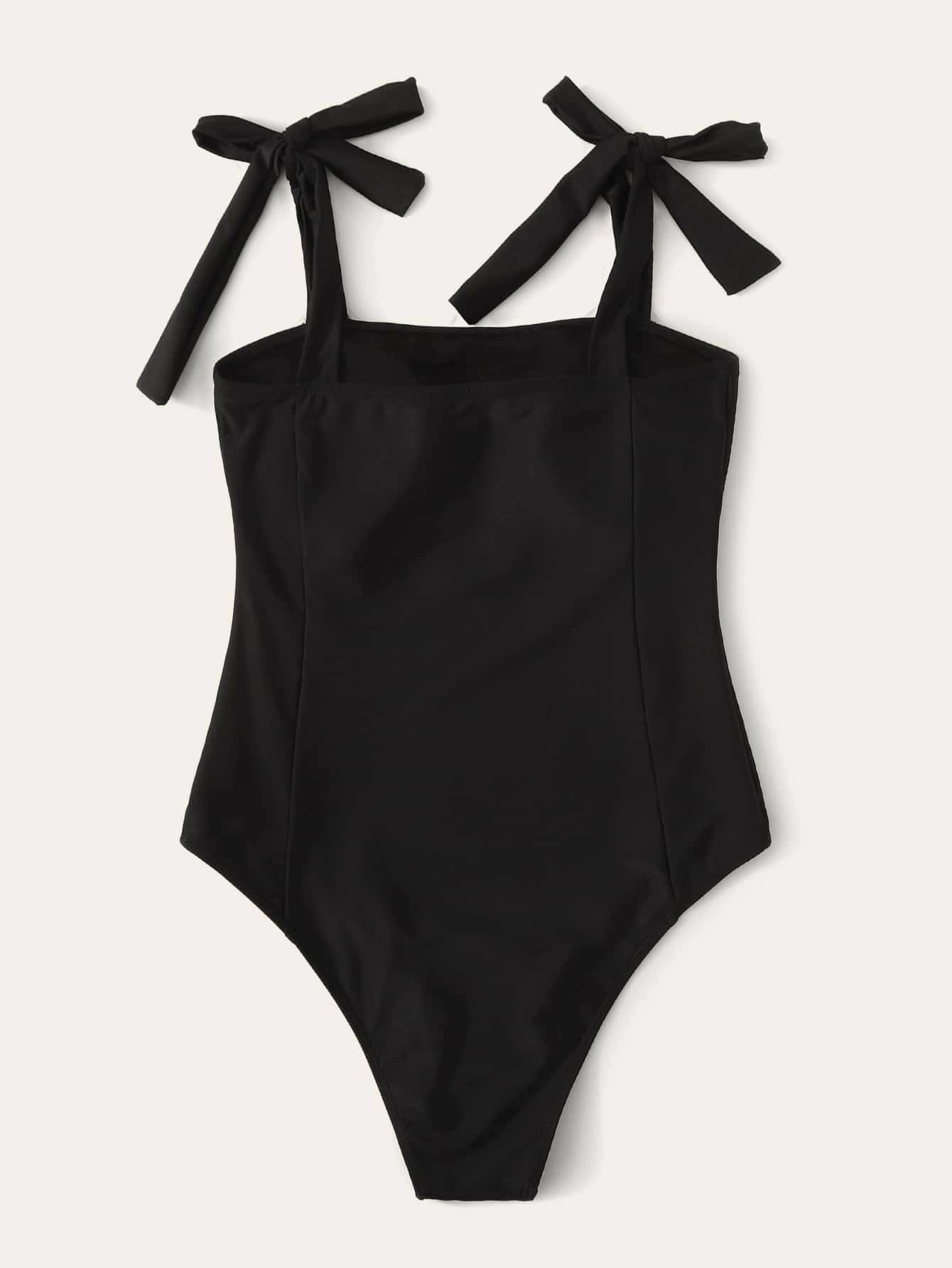 Tie Shoulder One Piece Swimsuit