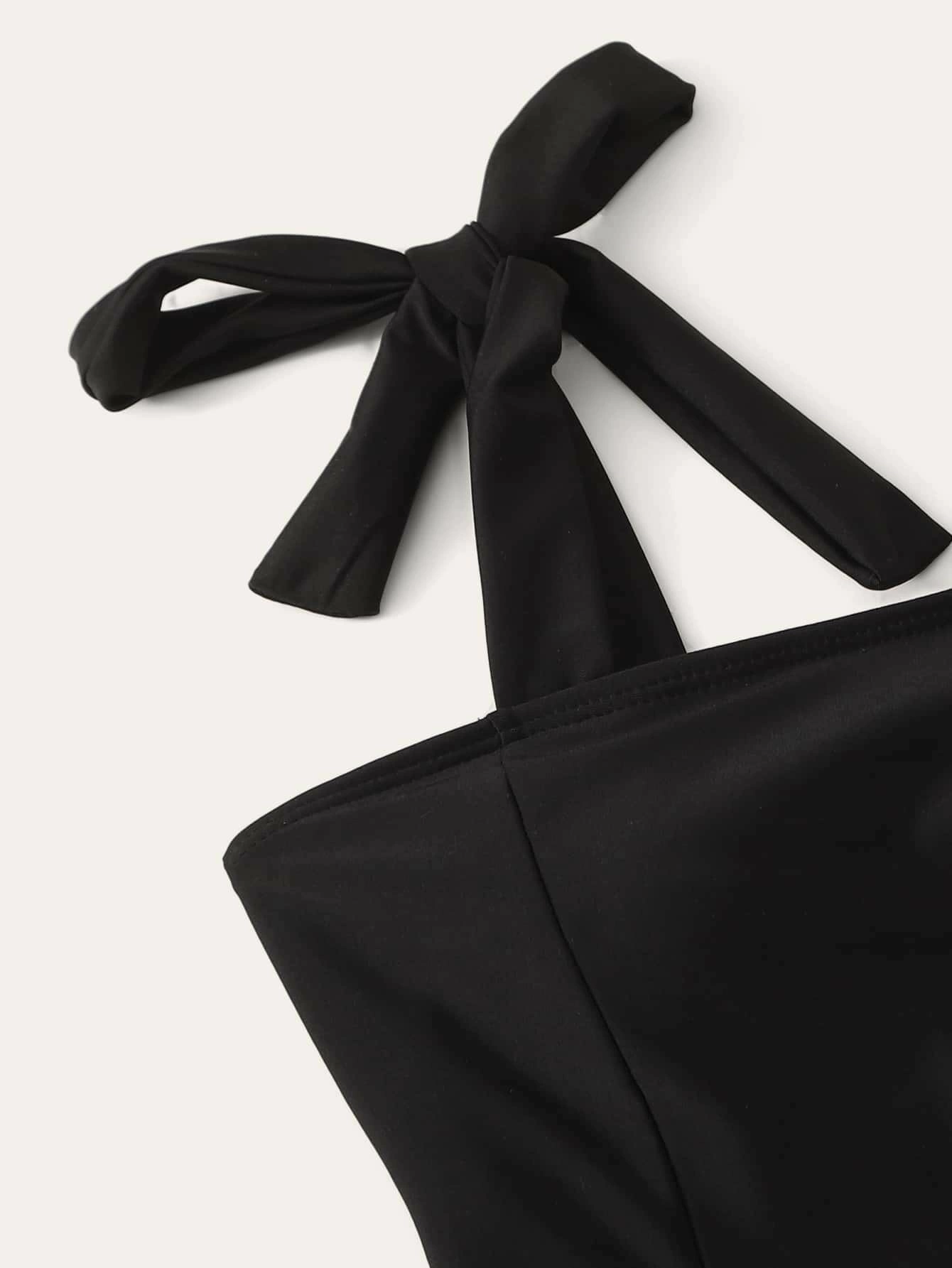 Tie Shoulder One Piece Swimsuit