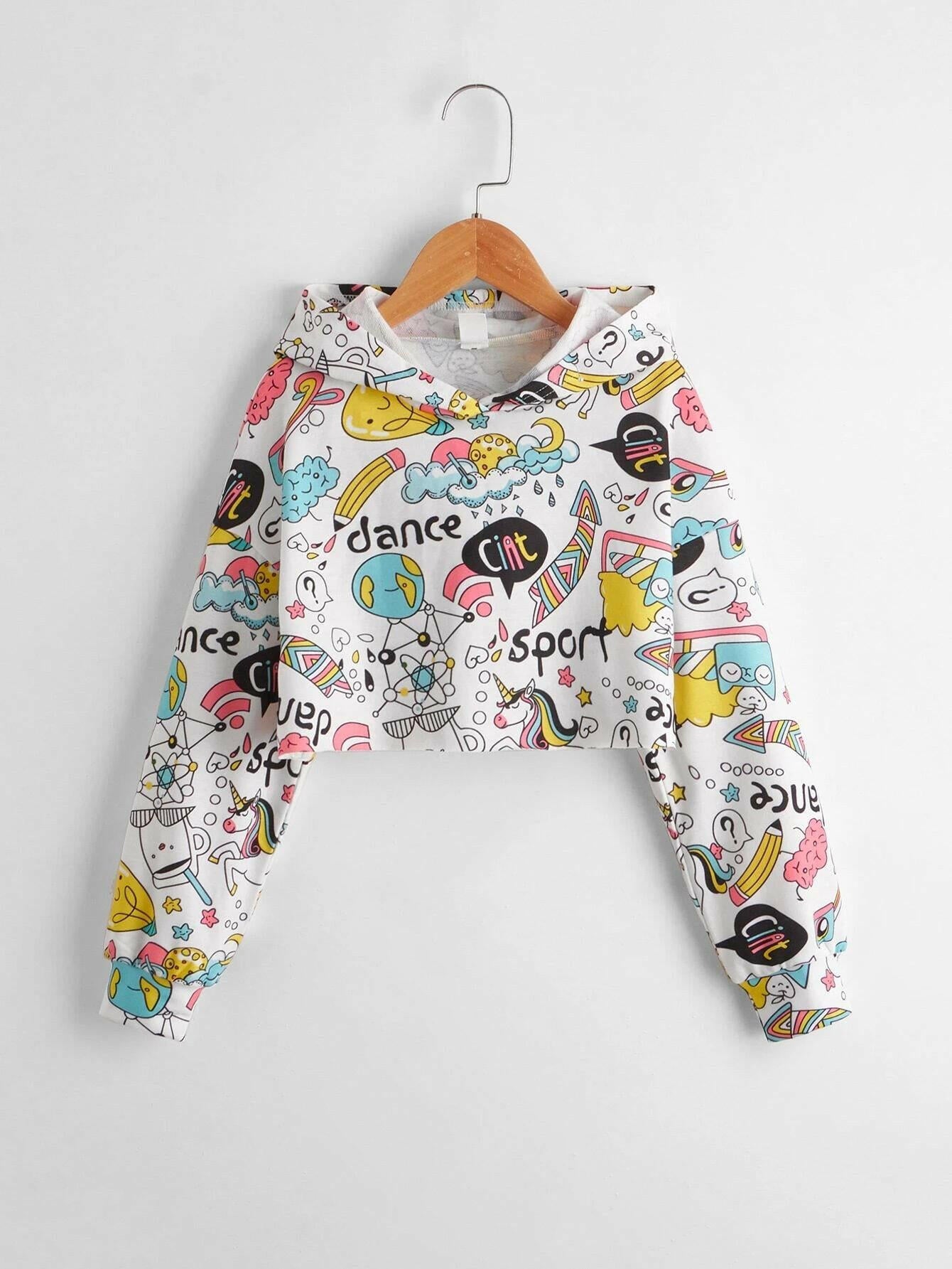 Girls Pop Art Print Hoodie