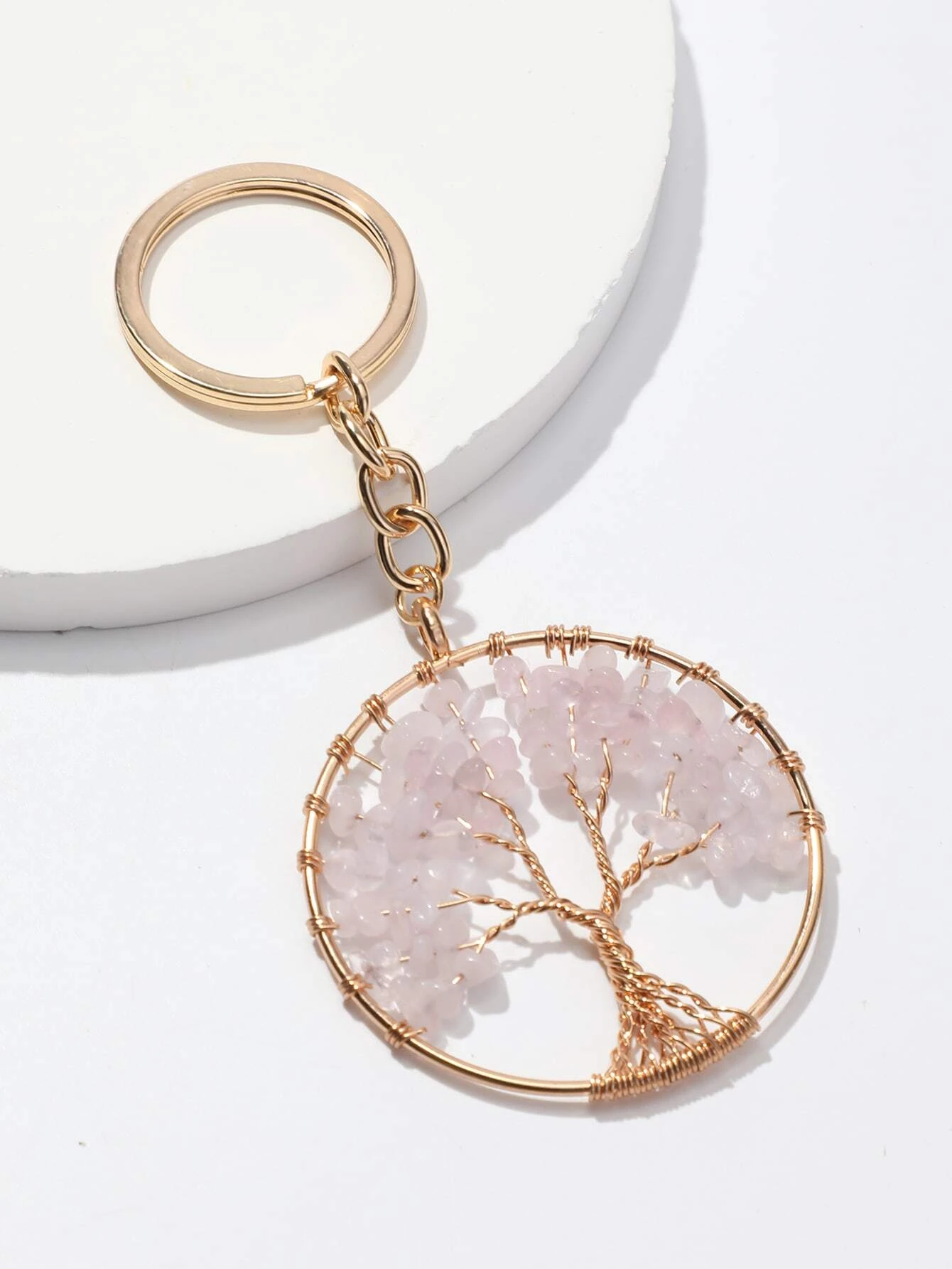 Pink Tree Of Life Charm Keychain