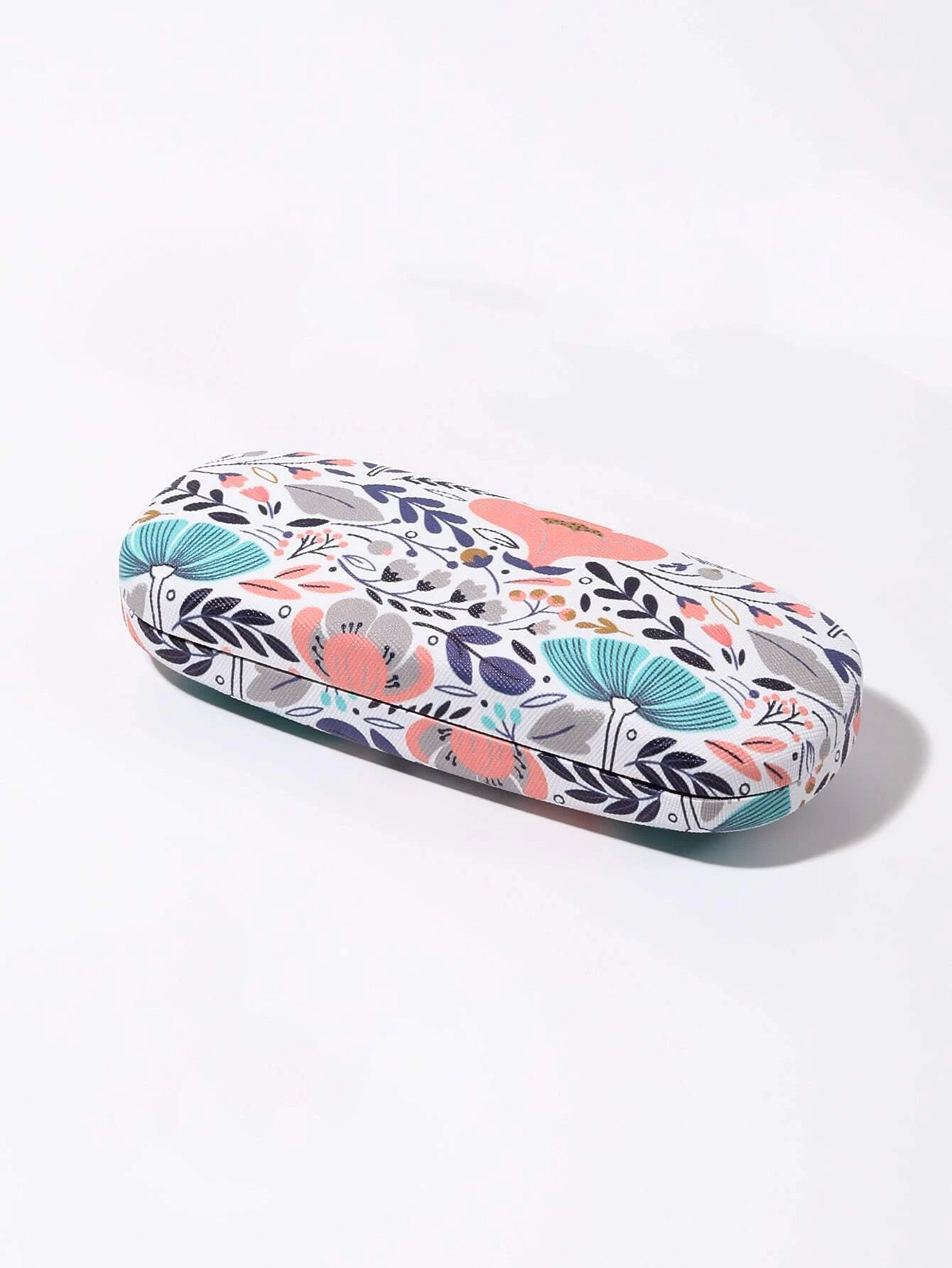 A glasses case featuring a floral print design. The case is designed to store and protect eyeglasses, sunglasses, or other optical frames. The floral print adds a touch of elegance and style to the case. This accessory is both functional and fashionable, offering a secure and stylish storage solution for eyewear.