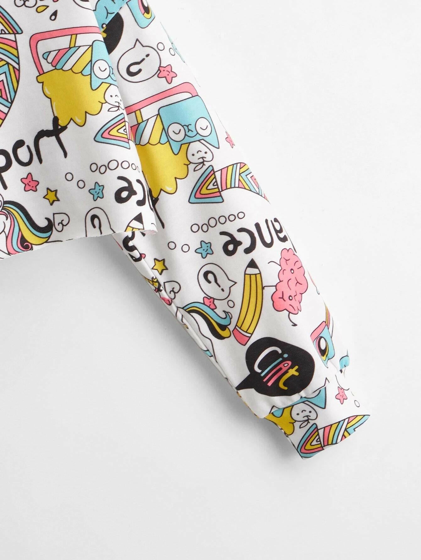 Girls Pop Art Print Hoodie