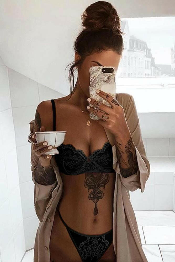 Black Blossom Balcony&Thong